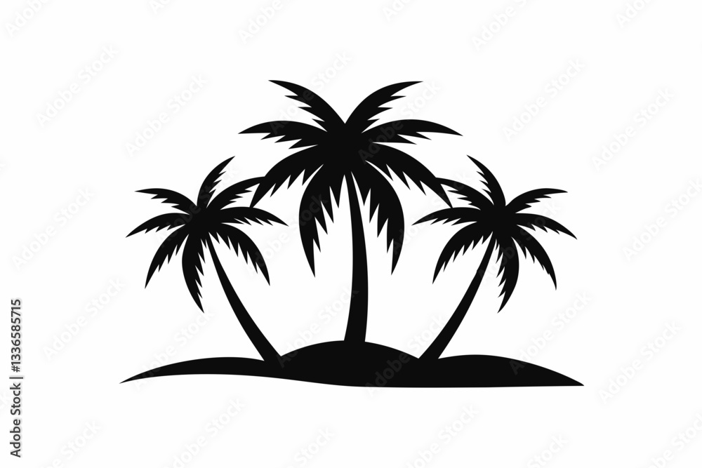 three pam trees haddraw logo line art silhouette vector illustration three pam trees haddraw logo line art silhouette vector illustration