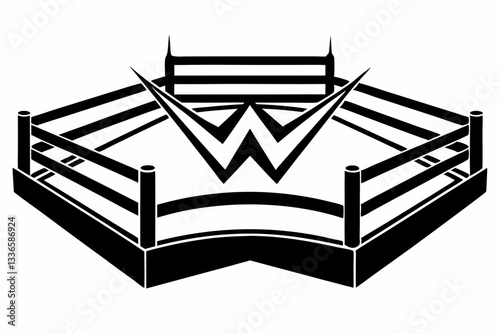 WWE rings line art silhouette vector illustration