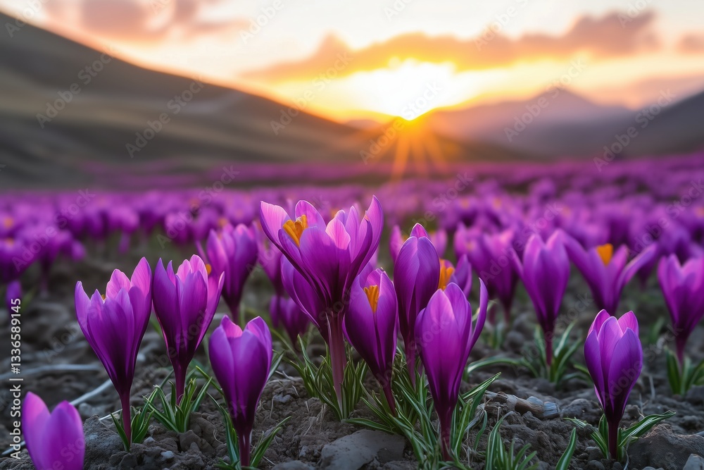 Obraz premium close-up purple flowers growing field