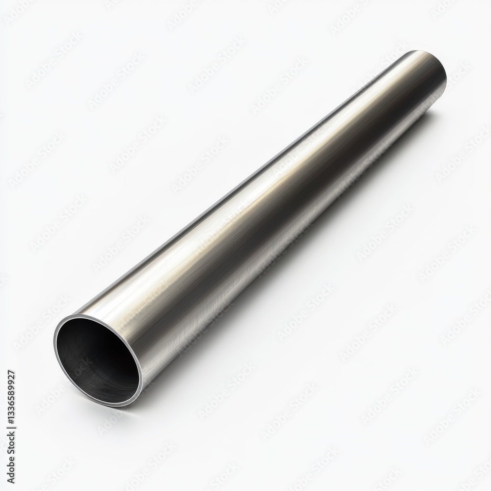 A brushed steel tube with a cool, industrial look, showcasing fine grain details, placed diagonally. A brushed steel tube with a cool, industrial look, showcasing fine grain details, placed diagonally.