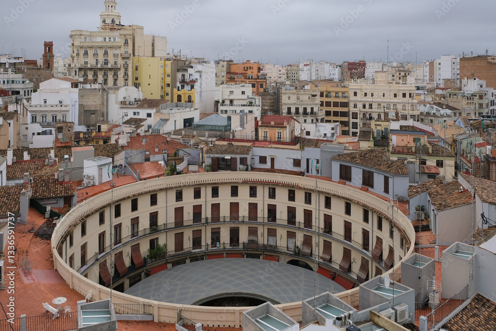 vista praça redonda telhado panorama skyline arquitetura valencia espanha viagem europa cidade