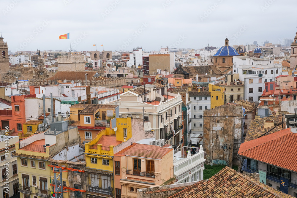 vista cidade telhado panorama skyline arquitetura valencia espanha viagem europa cidade