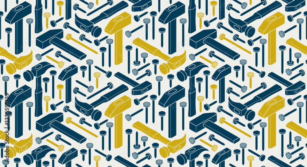 Nails seamless pattern, vector steel pins construction theme tiling background, work endless wallpaper. Nails seamless pattern, vector steel pins construction theme tiling background, work endless wallpaper.