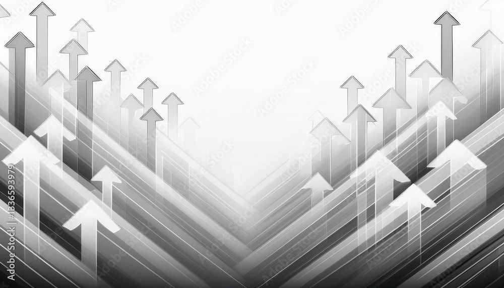 Fototapeta premium border frame of abstract upward arrow colorful transparent arrow concept background with copy space