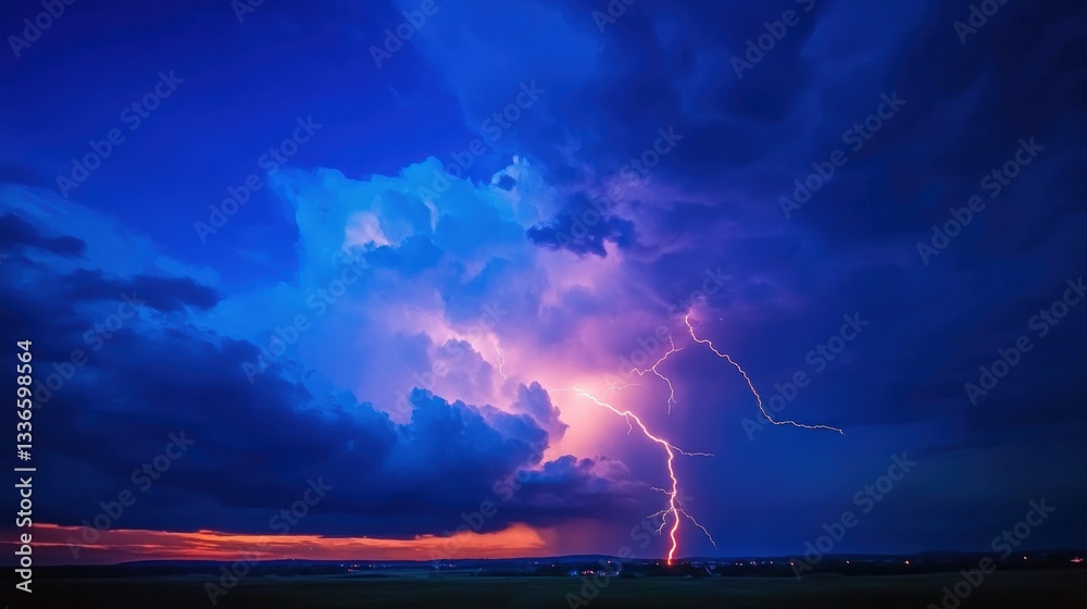 Fototapeta premium Dramatic storm clouds with lightning
