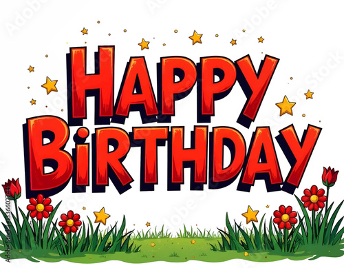 Wallpaper Mural Retro Happy birthday lettering, birthday party, pop art comic red Birthday Party design, party card banner template vector	 Torontodigital.ca