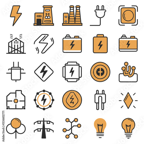 2d vector environment Collection Solar Panel icon Symbolizing clean and renewable solar energy.
