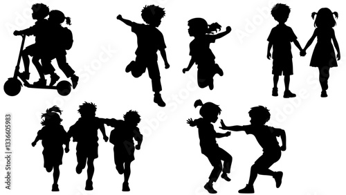 Stylish silhouettes set of children