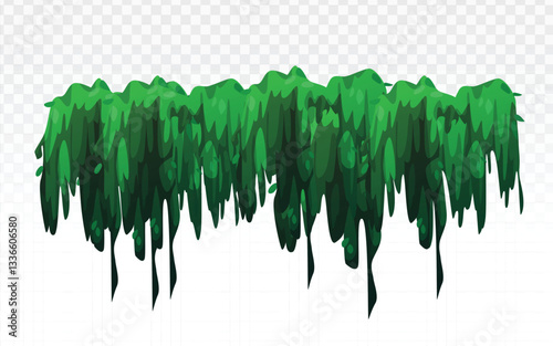 Hanging foliage vector art, a globally recognized symbol of nature and greenery. Clean vector lines create realistic, draping leaves. Ideal for mockups, designs, or digital overlays.
