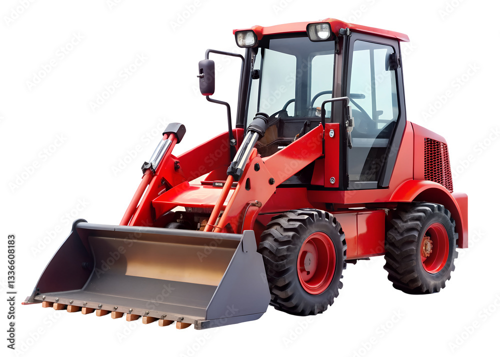 Fototapeta premium red bulldozer clipart image on transparent background