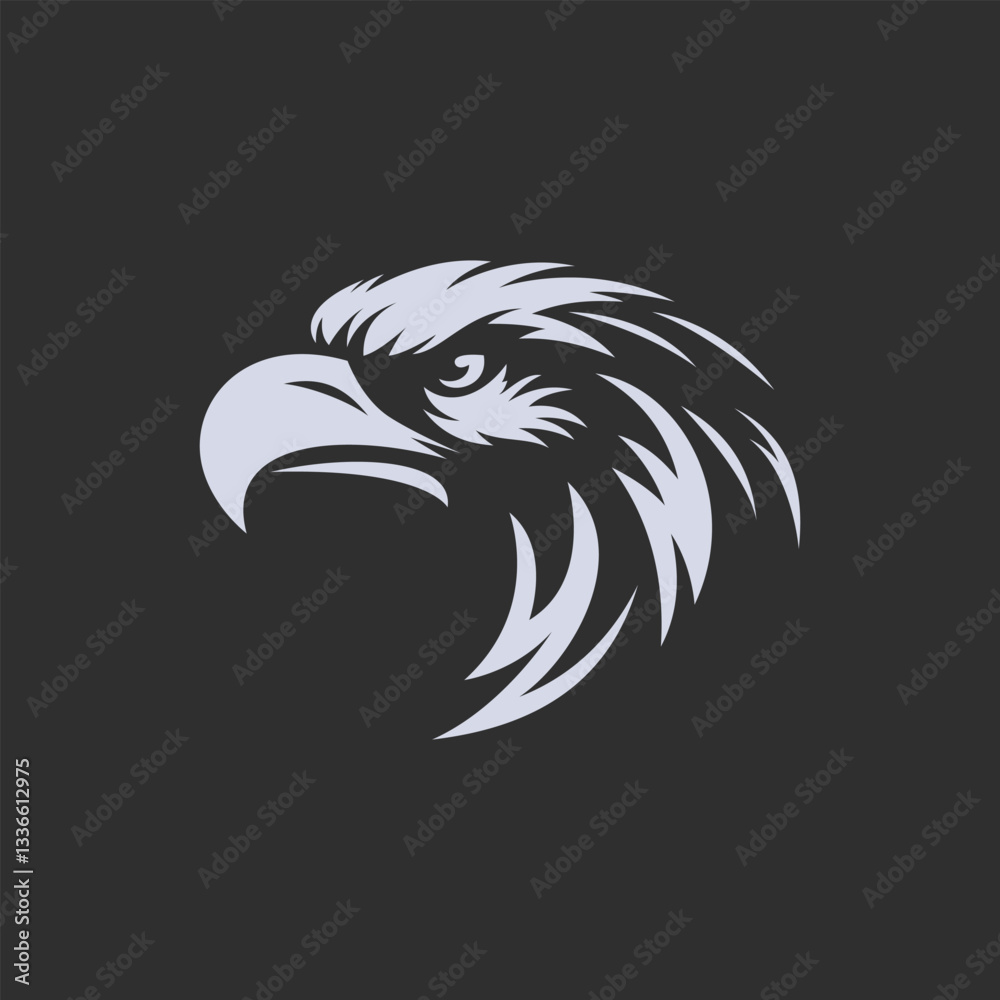 Obraz premium Eagle Head Silhouette logo Against Dark Background