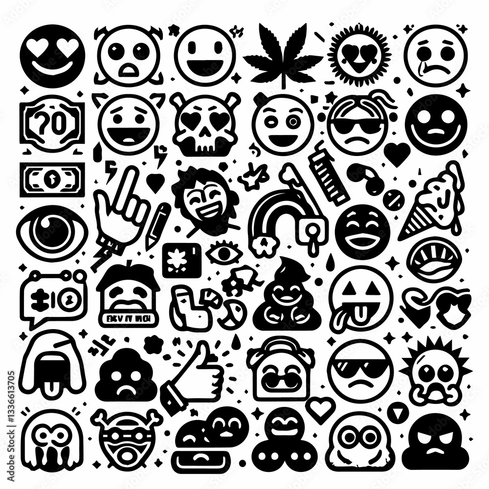 Fototapeta premium Mixed emoji set image