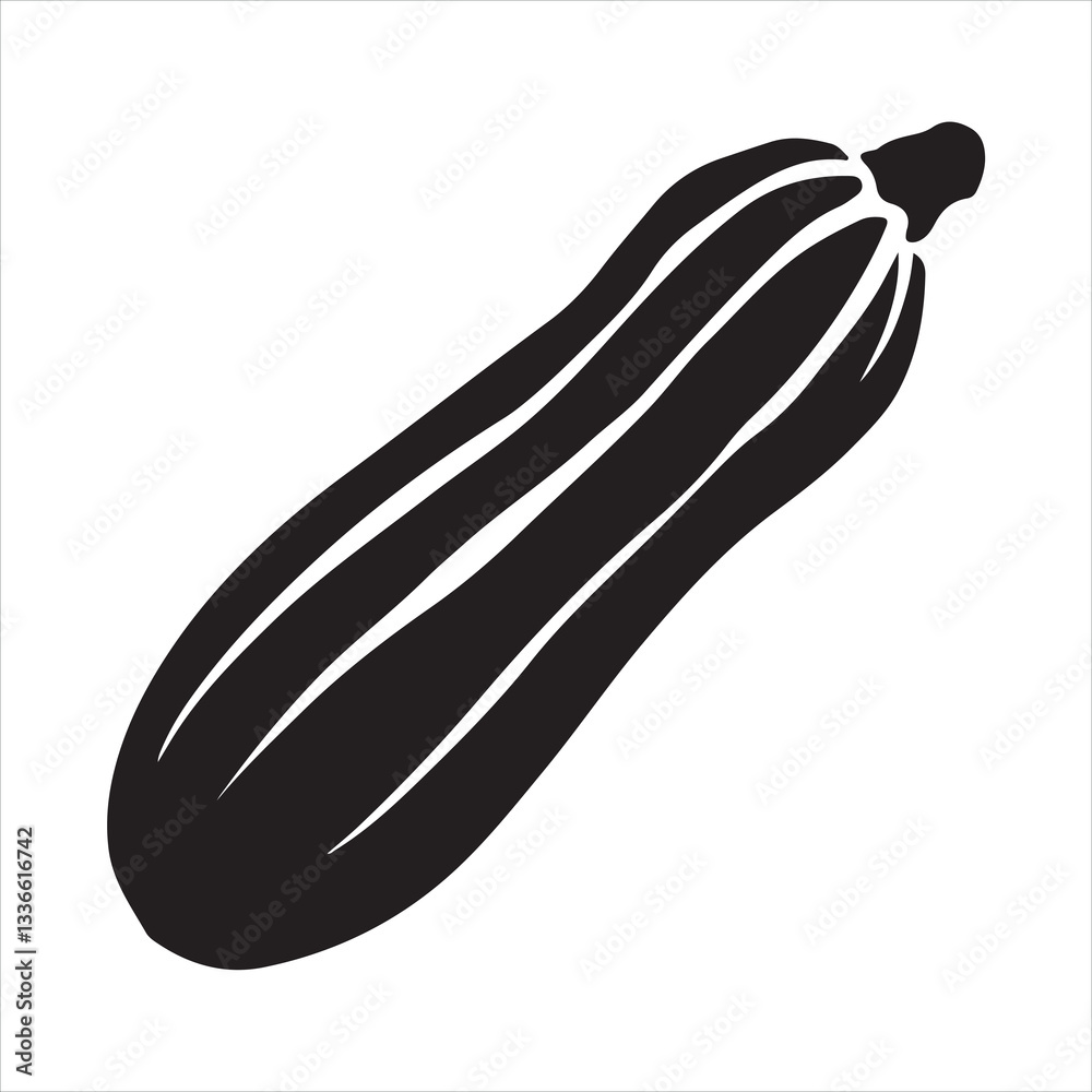 Black and white zucchini silhouette on a white background
Black and white zucchini silhouette on a white background