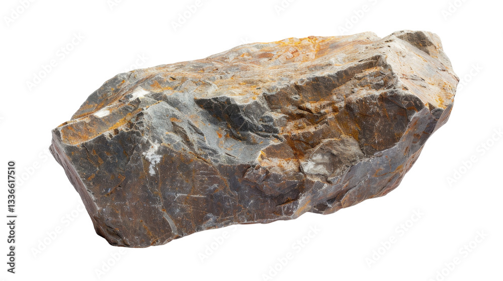 Raw uncut brown and gray mineral rock specimen isolated on transparent background Raw uncut brown and gray mineral rock specimen isolated on transparent background