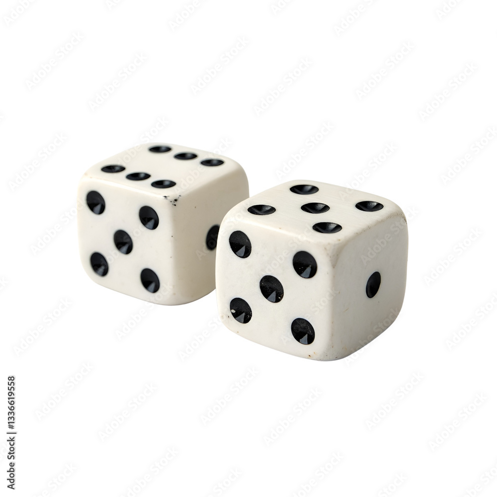 Two Ivory Dice With Black Pips Resting On A Clean Isolated on Transparent Background, A Silent Moment Before The Roll, A Game Of Chance About To Begin Two Ivory Dice With Black Pips Resting On A Clean Isolated on Transparent Background, A Silent Moment Before The Roll, A Game Of Chance About To Begin