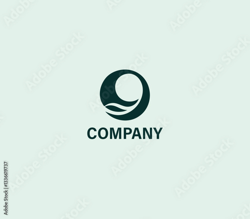 Modern Spiral Letter O or E or Q waving water Logo. 