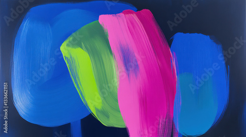 An abstract acrylic painting on canvas, featuring thick, expressive strokes of cobalt blue