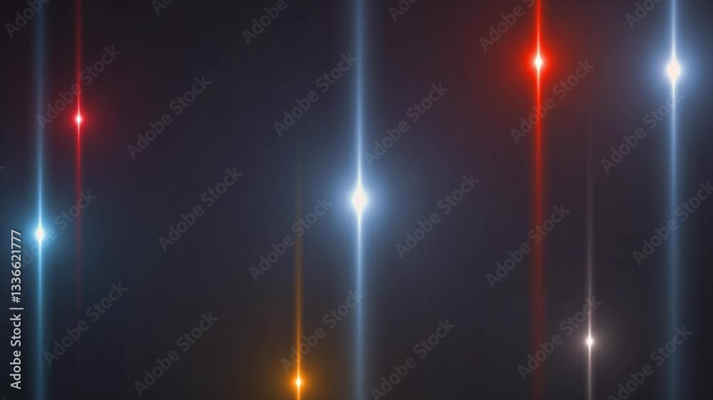 colorful glowing multiple optical flair light rays modern design loop able dark background
