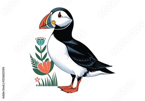 Puffin Illustration: Colorful Seabird Art - Get Vector Design
