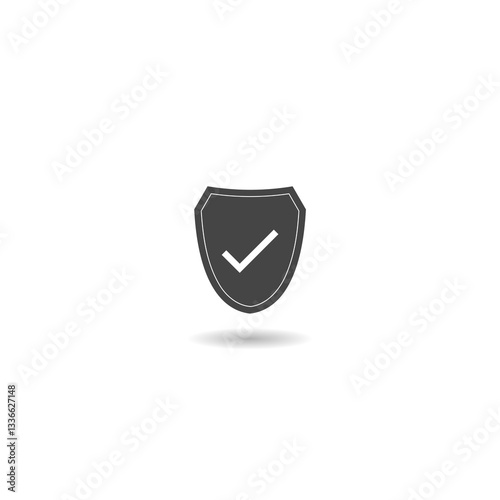 Free Download Shield with check mark icon in flat style with shadow - GFXLoad