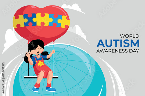 Background illustration on the theme of World Autism awareness day observed each year on April 2nd