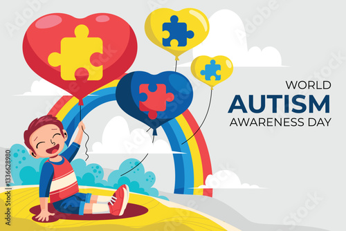 Background illustration on the theme of World Autism awareness day observed each year on April 2nd