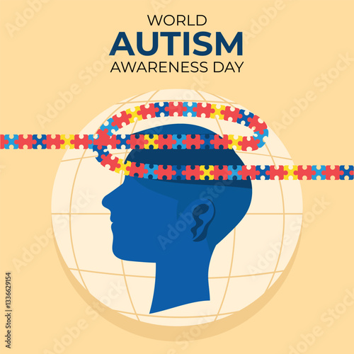Vector illustration on the theme of World Autism awareness day observed each year on April 2nd