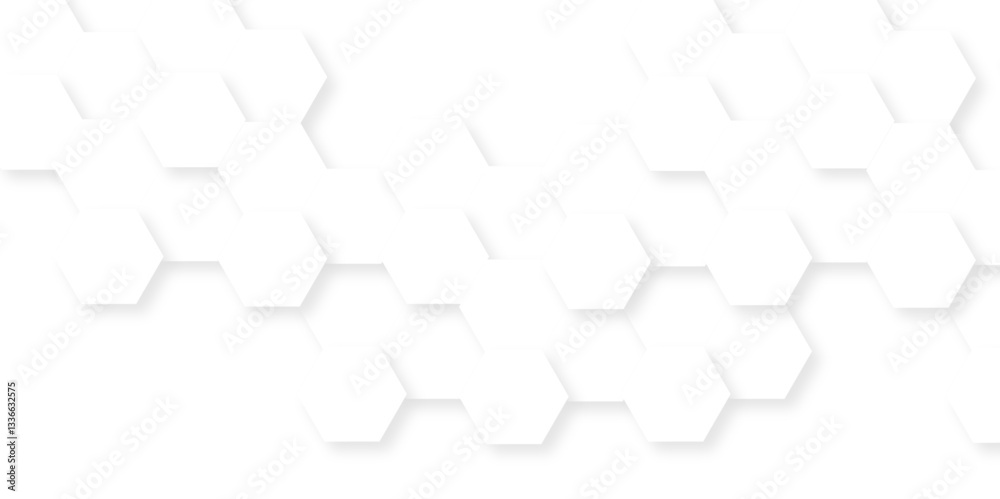 Obraz premium Geometric creative white abstract grid hexagon wallpaper background. Futuristic honeycomb white mosaic design. Seamless cell background. Abstract honeycomb background.