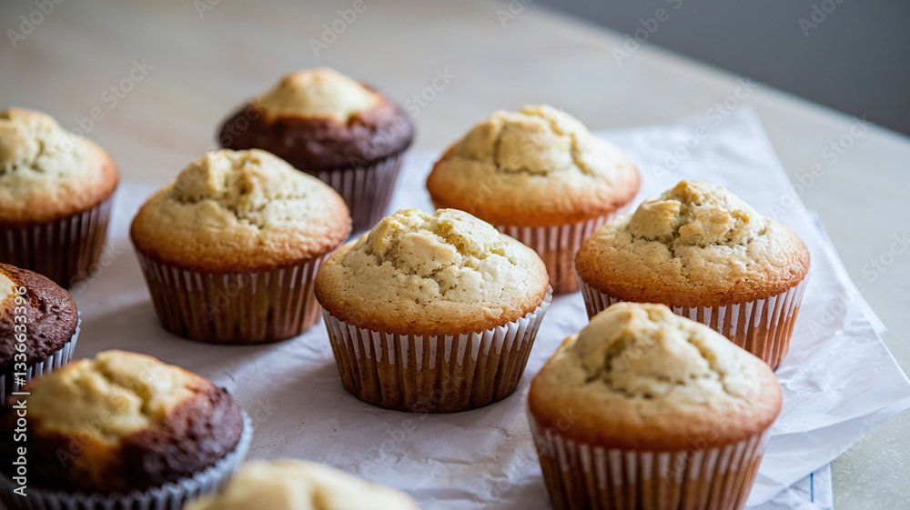 A close-up shot of plain vanilla muffins with a golden-brown crust, placed on a table. Soft texture, homemade bakery style, warm and inviting with natural light. A close-up shot of plain vanilla muffins with a golden-brown crust, placed on a table. Soft texture, homemade bakery style, warm and inviting with natural light.