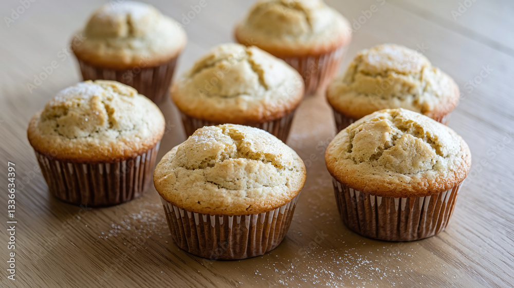 A close-up shot of plain vanilla muffins with a golden-brown crust, placed on a table. Soft texture, homemade bakery style, warm and inviting with natural light. A close-up shot of plain vanilla muffins with a golden-brown crust, placed on a table. Soft texture, homemade bakery style, warm and inviting with natural light.