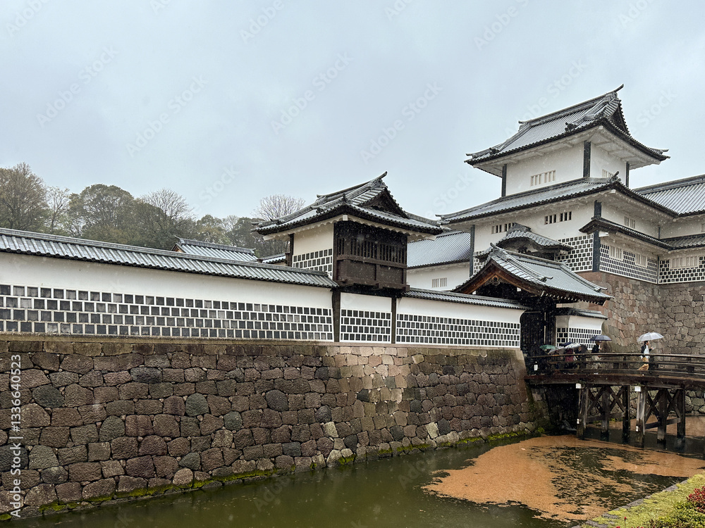 Kanazawa Castle in the Rain