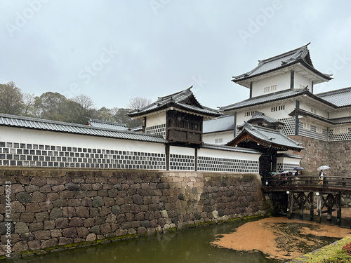 Obraz na płótnie Kanazawa Castle in the Rain w salonie