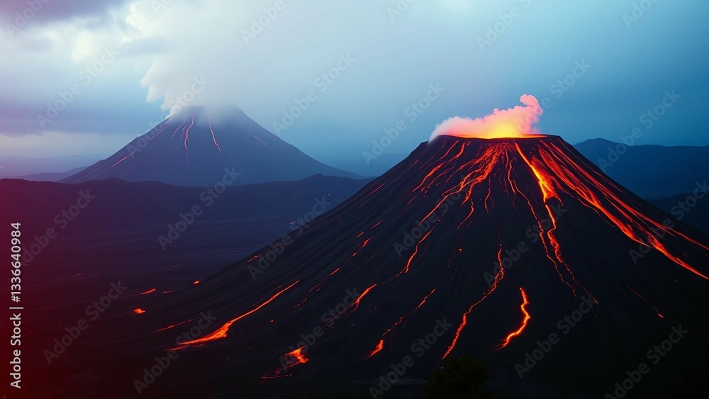 Fototapeta premium Noble pursuit of comprehending and foretelling volcanic eruptions through diligent scientific observ