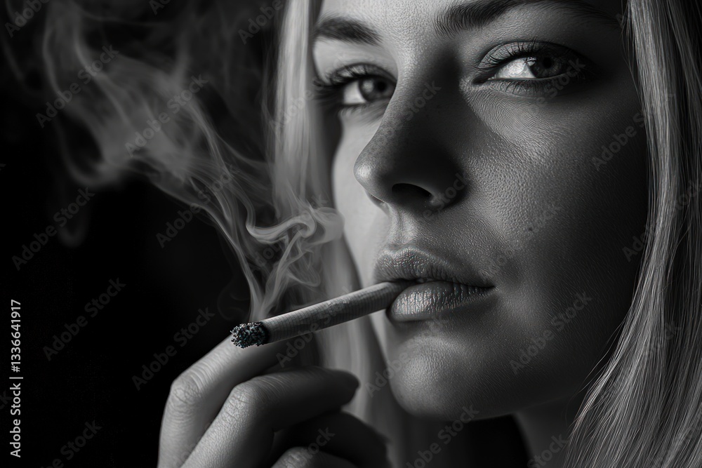 Obraz premium Woman smoking a cigarette