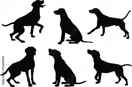dog silhouettes collection of hunting breeds in different poses