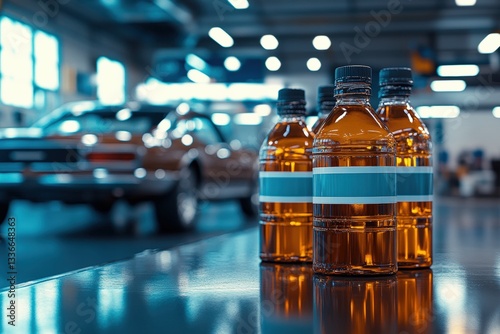 Wallpaper Mural Ceramic coating bottles showcased on polished surface in workshop setting Generative AI Torontodigital.ca