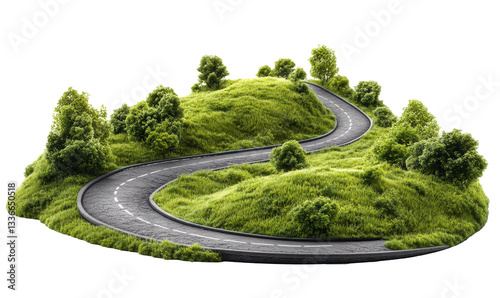 Wallpaper Mural Curvy mountain road with greenery isolated, cut out Torontodigital.ca