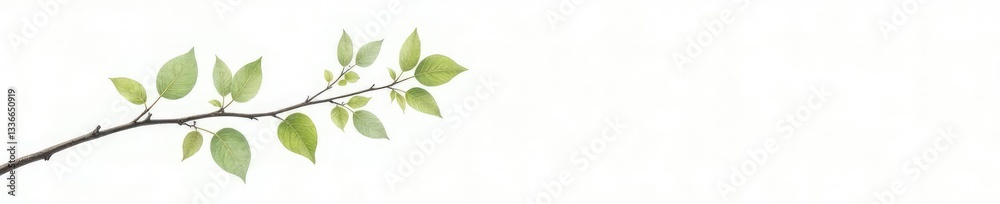 Delicate branches with leaves isolated on white background, single, background, branch Delicate branches with leaves isolated on white background, single, background, branch