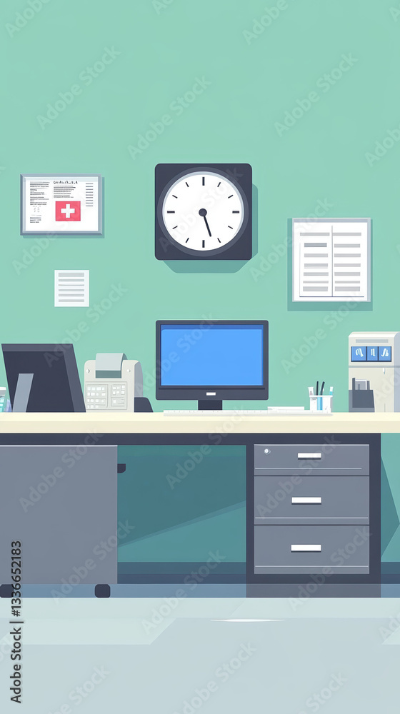 A large, open room with a white counter and a potted plant A large, open room with a white counter and a potted plant