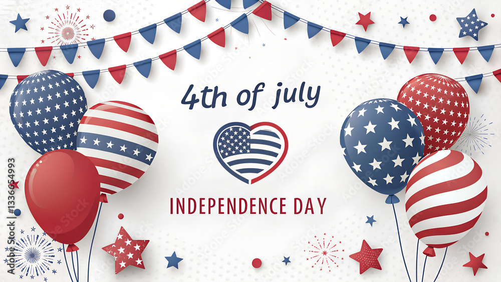 Obraz premium Independence Day Celebration with Fireworks ,fourth of july 4th, happy Independence Day
