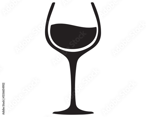 Wine glass hand drawing minimalist silhouette element