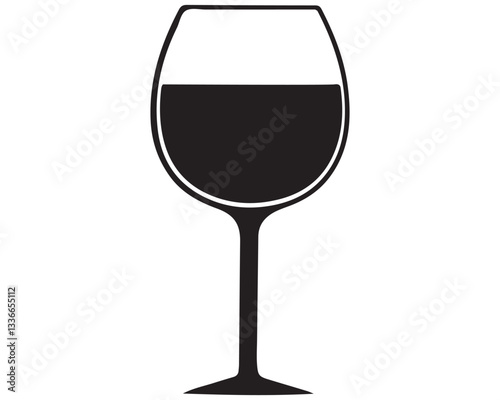 Wine glass hand drawing minimalist silhouette element