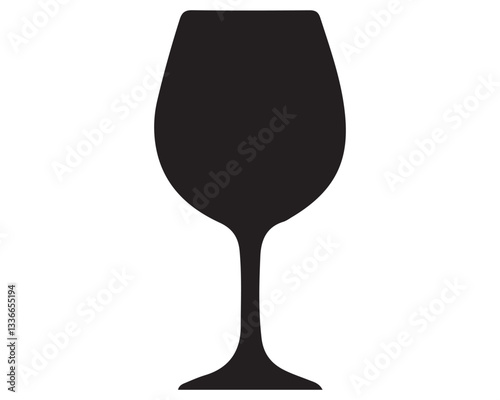 Wine glass hand drawing minimalist silhouette element