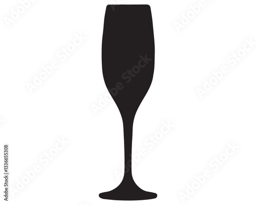 Wine glass hand drawing minimalist silhouette element