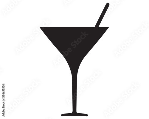 Wine glass hand drawing minimalist silhouette element