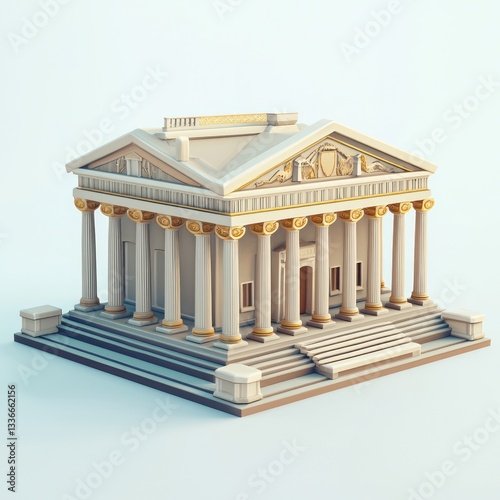 Architectural beauty captured in a 3D cartoon design classical building.