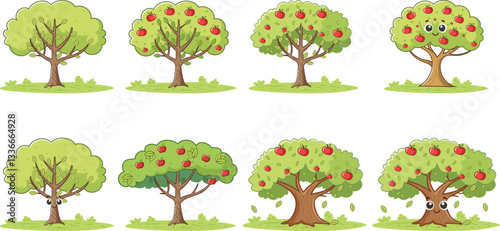 a collection of apple tree with different variation , apple tree