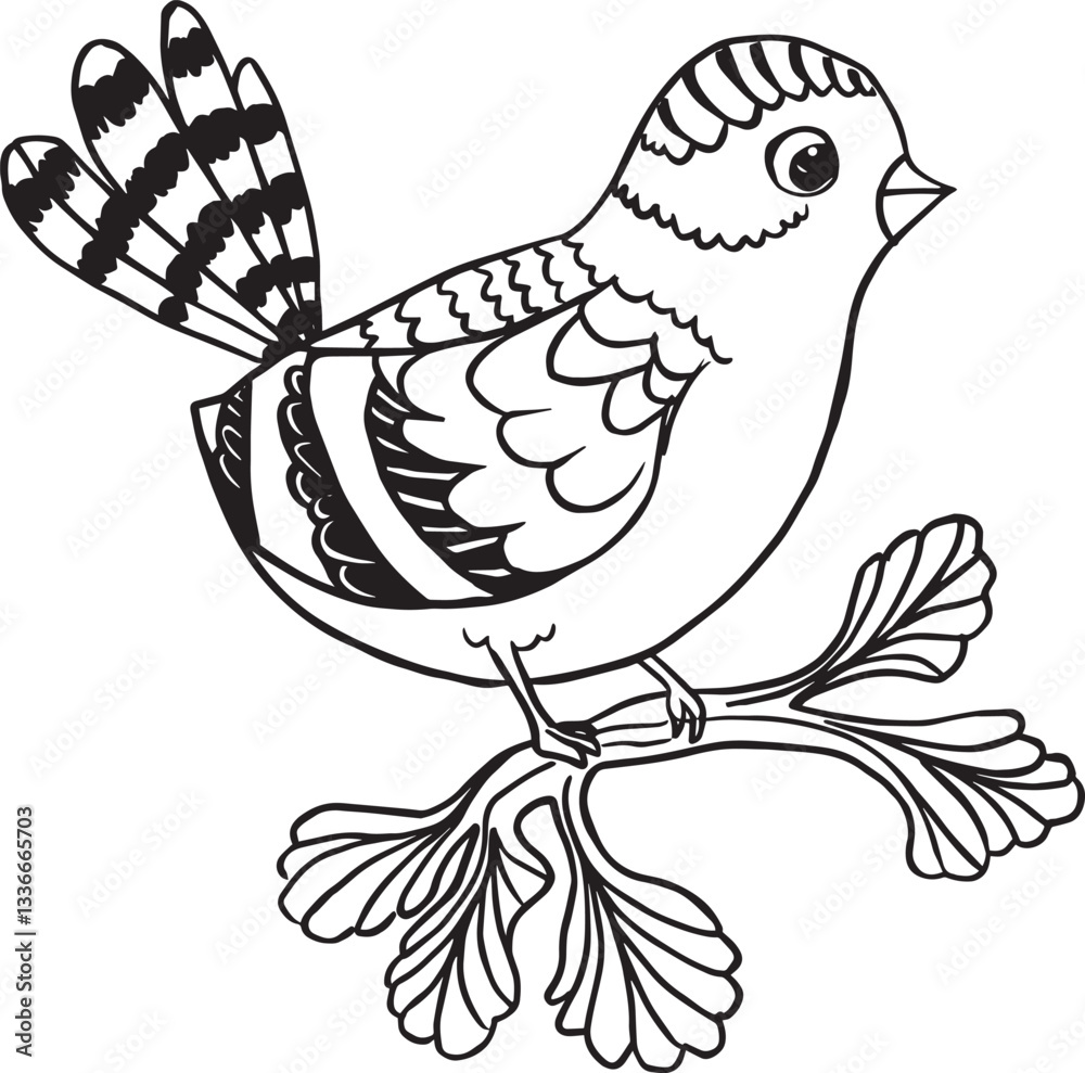 Fototapeta premium Adobe Coloring Bird Book Page Design. designed for kids to coloring Page and enjoy. Artwork