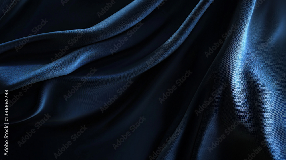 Fototapeta premium A mesmerizing abstract composition featuring smooth, flowing blue light against a deep black background. Generative AI,