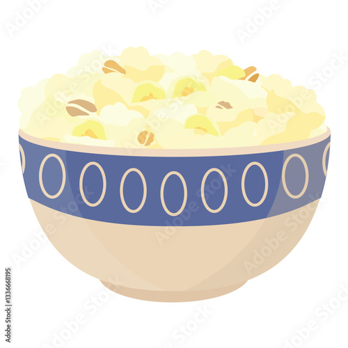 Oatmeal, cornmeal porridge with banana in ceramic bowl